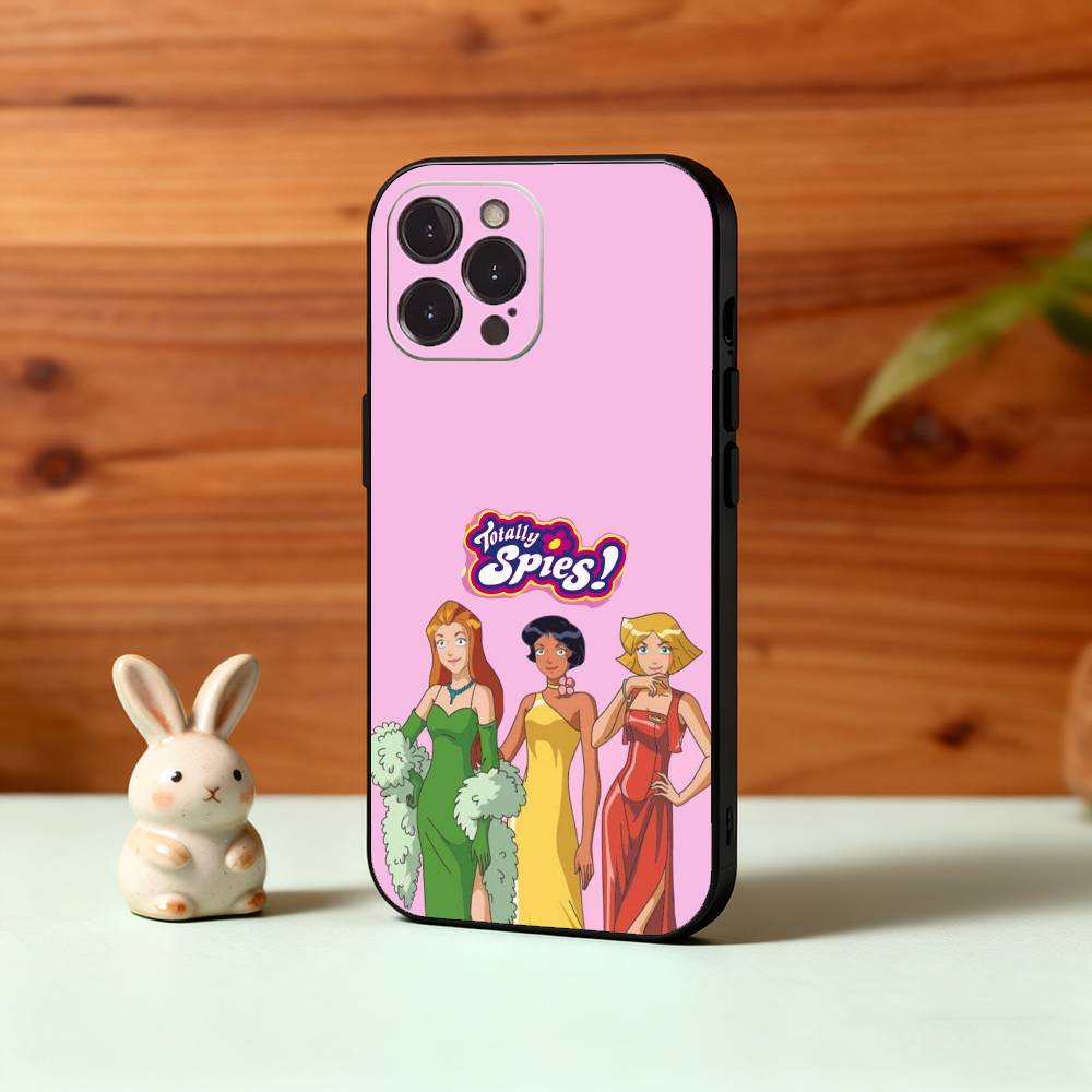 1 шт. Чехол для телефона T-Totally S-Spies Для iPhone17,16,15,14,13,12Plus,Pro Max,XS,5G Мягкий силиконовый Черный чехол