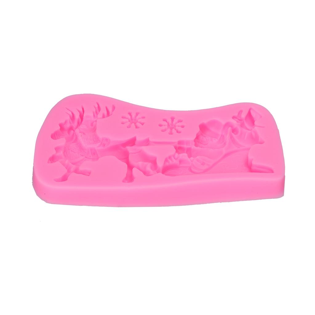 2Pcs Silicone Mold Nonstick Washable High Temperature Resistant Flexible Santa Elk Shape Christmas