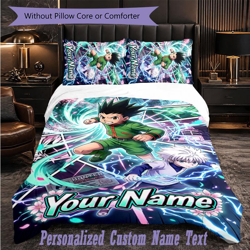 Personalized 3Pcs Bedding SetHunter × Hunter Custom Text Duvet Cover Pillowcase Set Bedroom Gift