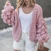 European & American Handmade Lantern Sleeve Sweater Coat for Women