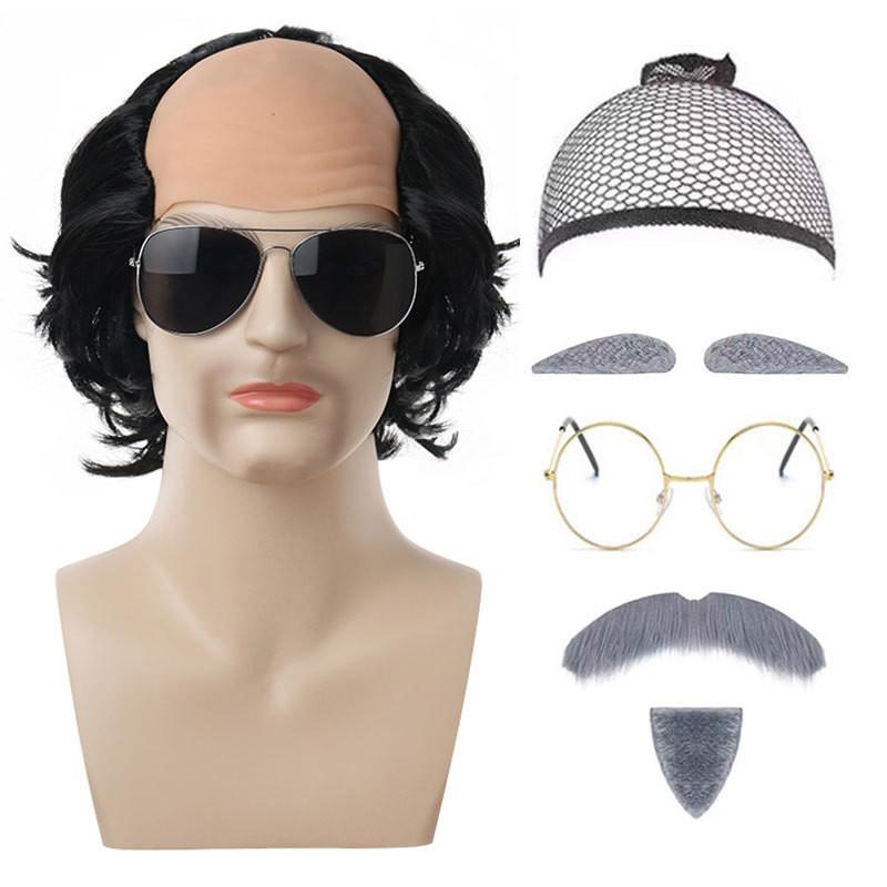 Premium Short Length Grandfather Wig Realistic Bald Head Costume Accessory For All Skin Tones