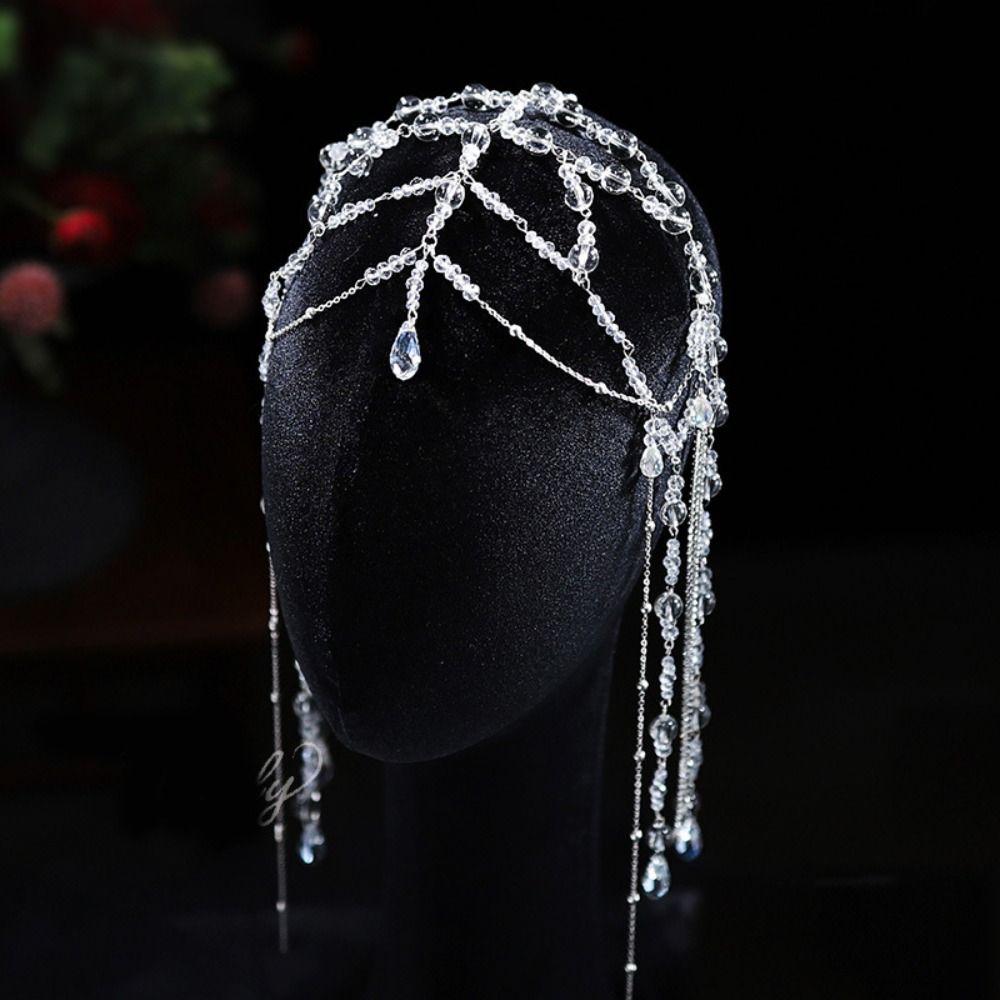 Long Tassel Crystal String Beads Hair Accessories Fairy Bridal Crown  Wedding Styling Accessories