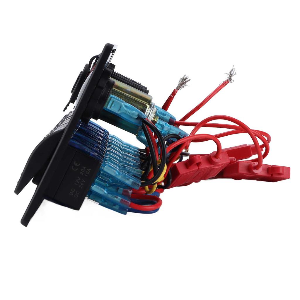 Black 8 Gang Rocker Switch Panel Toggle Switch with LED Backlight Motor Boat Modification DC12‑24V