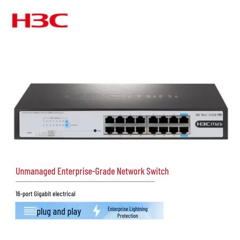 H3C Mini S1216-PWR 16-Port Gigabit PoE Switch