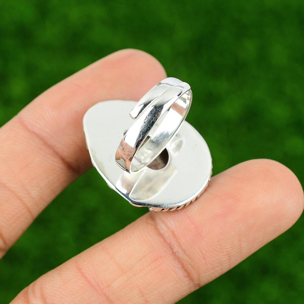 Pear Natural Rhodochrosite 925 Sterling Silver Mother Multi Stone Ring Jewelry