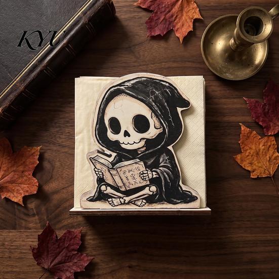 Durable Wood Tissue Dispenser Halloween Wooden Napkin Holder for Table Decor, Decorative Organizer Dispenser, Decor Cartoon Freestanding Paper