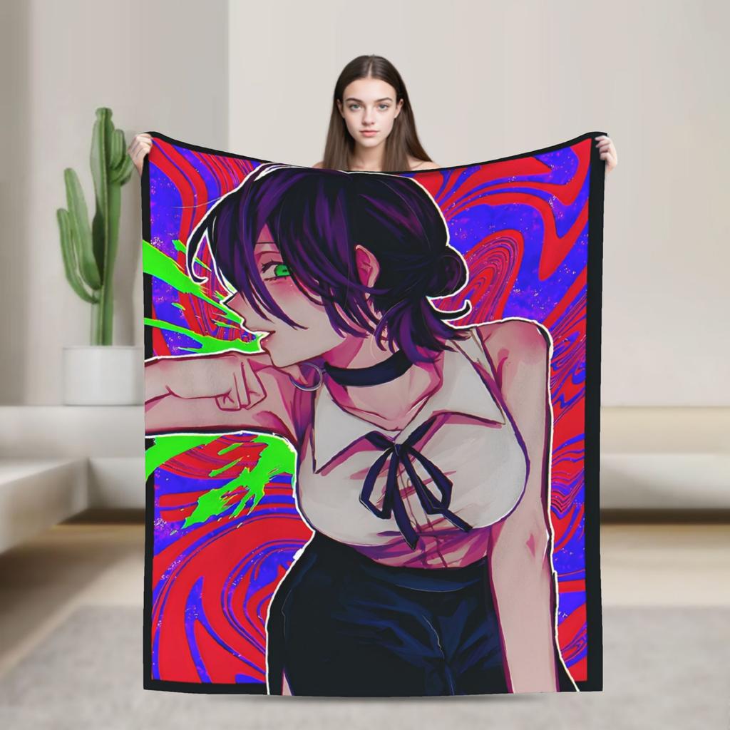 Chainsaw Man Reze Anime Blanket Quality Super Warm Throw Blanket Winter Travel Home Decor Fashion Bedspread