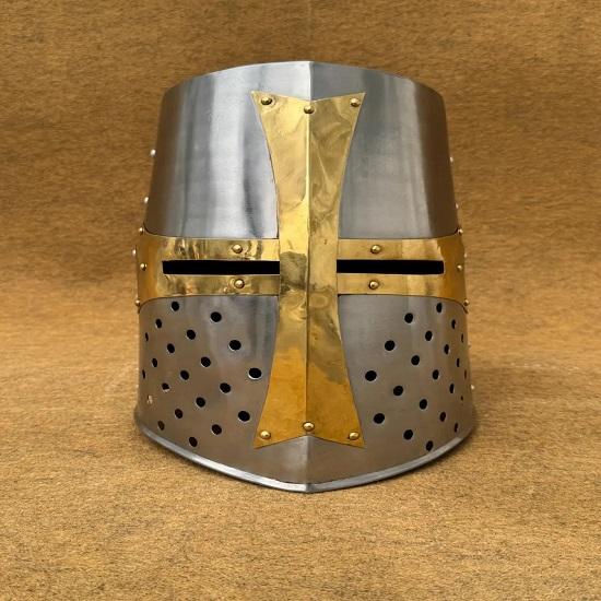 Стальной шлем тамплиера Идеально подходит для средневекового LARP, ролевой игры Коллекционерам Уникальный рождественский подарок для него