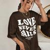 Love Never Falls Womens Short Sleeve Summer Breathable Cool Tops All-math Loose Clothes Street Hip Hop Female Cotton Tee Shirts