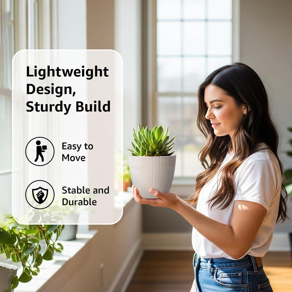 Круглый горшок для цветов 5 дюймов/12,9 см для помещения и улицы, белый, лучший для декора террасы/балкона/дома/офиса – Набор из 5 штук