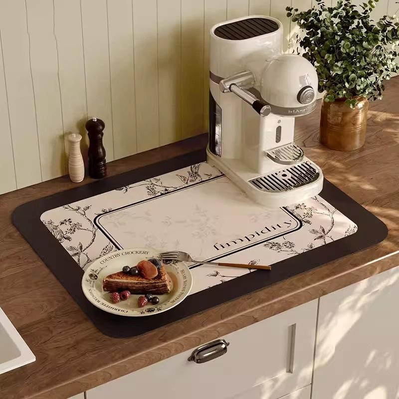 Кухонная утварь Дренажный коврик Суперабсорбирующие миски Коврик для сушки посуды Нескользящий быстросохнущий дренажный коврик для ванной Кухонные принадлежности