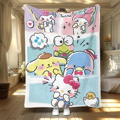 Мягкое и уютное плед-одеяло с принтом персонажей Sanrio для дивана, кровати, кемпинга, путешествий. Идеальный подарок на фестиваль, день рождения для детей