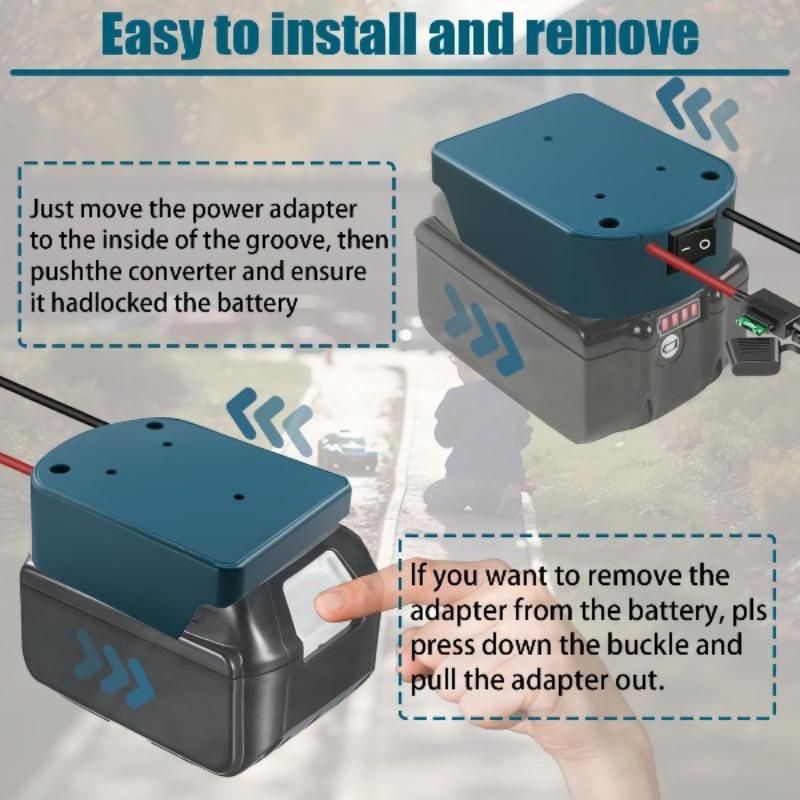 Портативный адаптер аккумулятора Power Wheel для аккумулятора 18 В Li-ion BL1830 с разъемом для инструмента 14 AWG для самодельных радиоуправляемых игрушечных машинок
