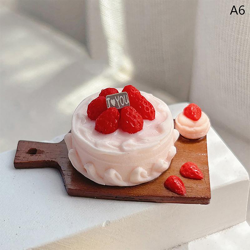 Миниатюрный торт ко дню рождения, модель еды, аксессуары для дома, украшение для кукольного домика