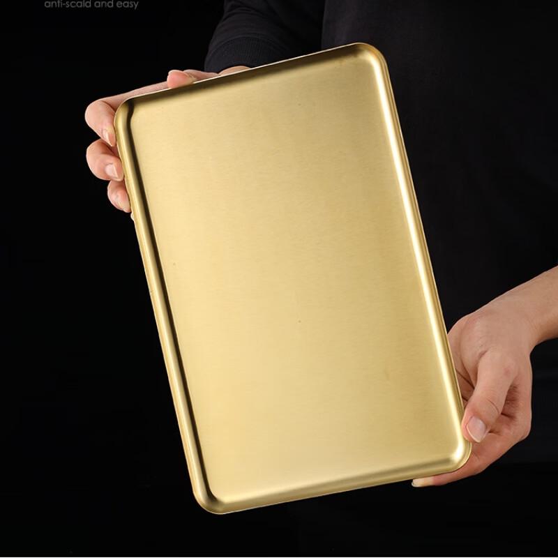 Rectangular Golden Serving Tray Set