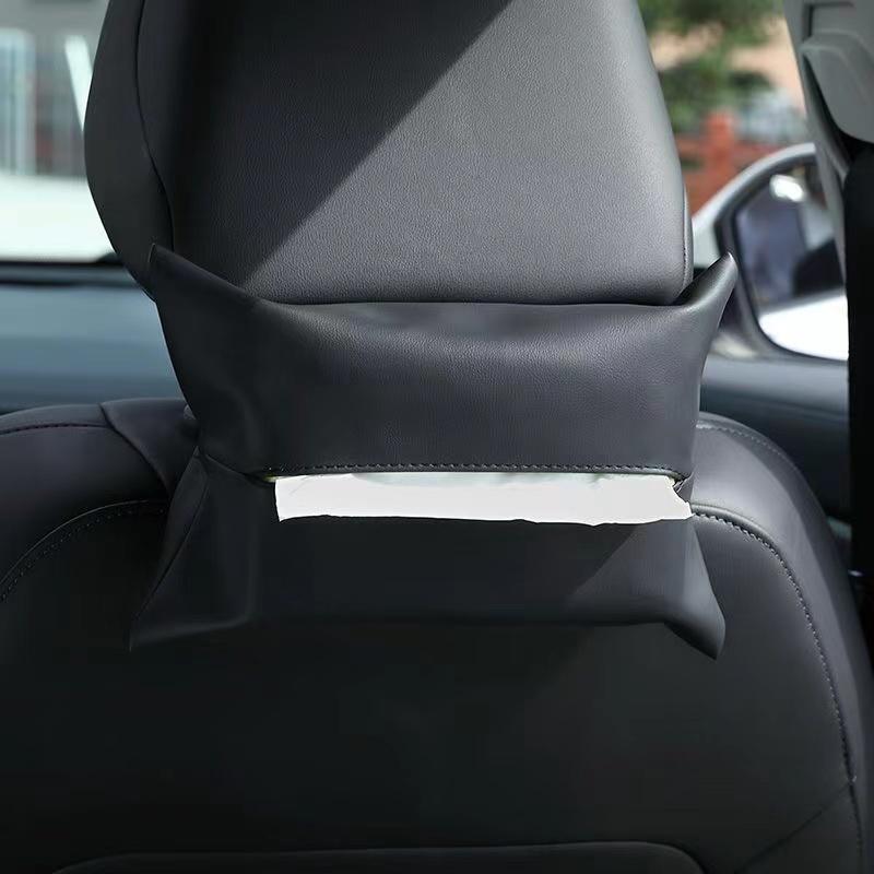 PU Leather Car Tissue Box Cover Sun Visor Seat Back Hanging Type Car Tissue Box Armrest Towel Tissue Storage