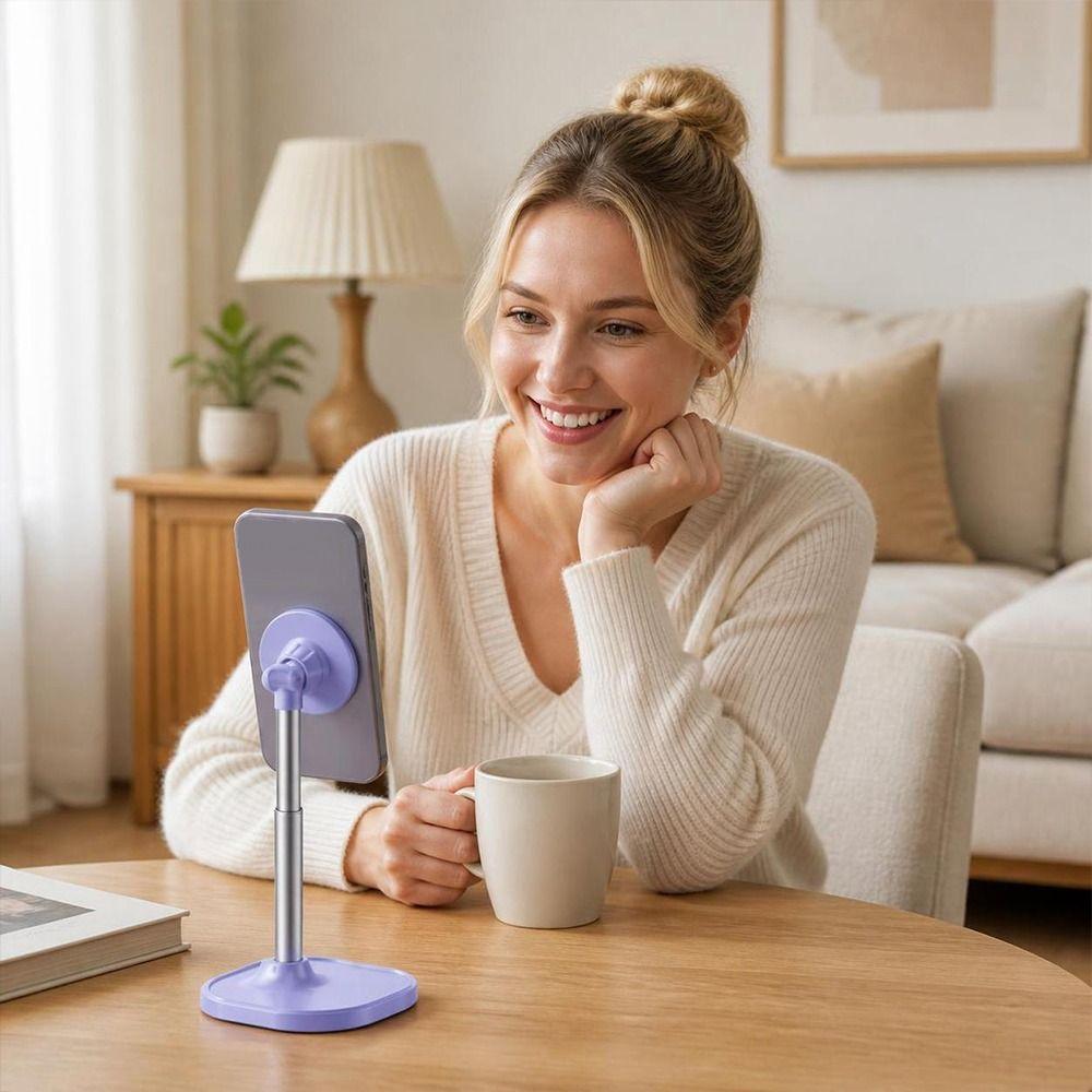 Adjustable Height Desktop Phone Holder Rotating Mount Magnetic Phone Stand  Live Streaming