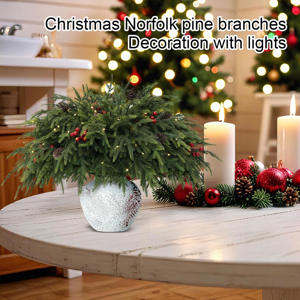 Christmas Norfolk Branches With Lights - Battery Operated Christmas Decoration