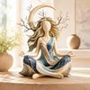 Zen Style Meditation Yoga Goddess Figurine Flowing Hair Serenity Goddess Figurine  Desktop Decor
