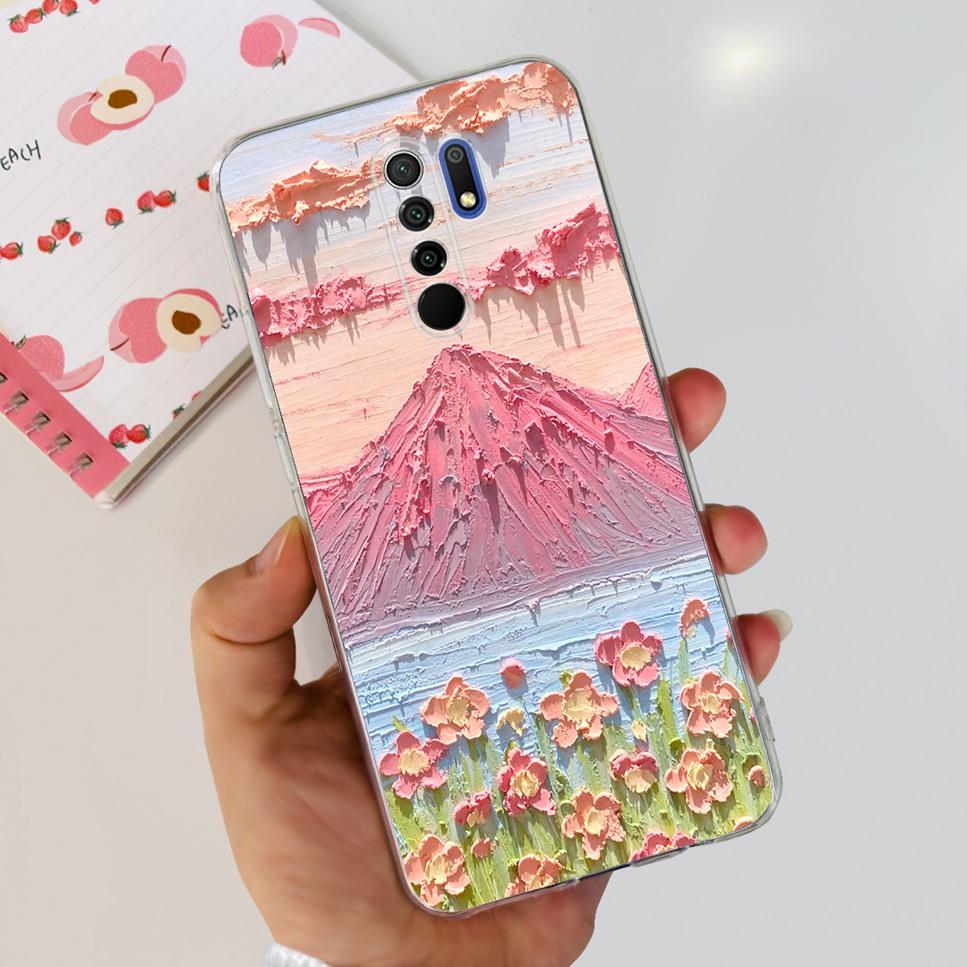 New For Xiaomi Redmi 9 Case Cute Cat Luxury Flower TPU Soft Silicone Clear Cover For Xiaomi Redmi 9 9A 9a 6.53"Bumper Phone Case