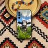 Lovely Cute Cow Cows OX Phone Case For Samsung S25,S24,S23,S22,S21,S20,Ultra,Plus,FE Black Soft Cover