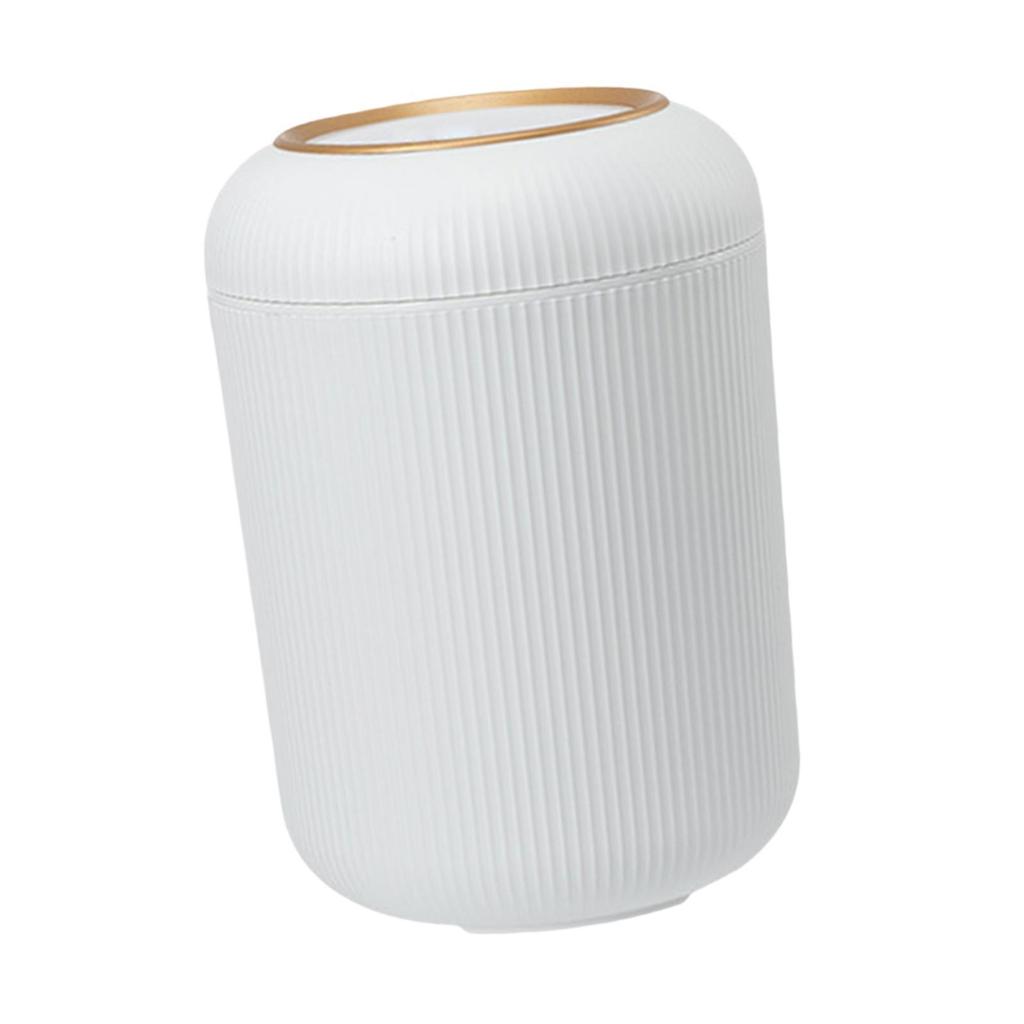 Desk Wastebasket with Push-Pull Lid, Wastepaper Basket, Bucket, for Coffee Table, Study,