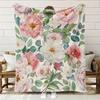 Luxury Floral Fleece Blanket  Soft AllSeason Bedspread with Elegant Pink Green Brown Golden  Green Floral Patterns  Plus