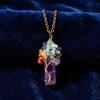 Irregular Crystal Crystal Tree Of Life Natural Amethyst Crushed Stone Pendant  Gift For Girls