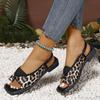 Fashion Women Summer Flat Sandals Low Heel Open Toe Flip Flops Casual Shoes Fashion Outwear Leopard Beach Roman Sandals Zapatos De Mujer