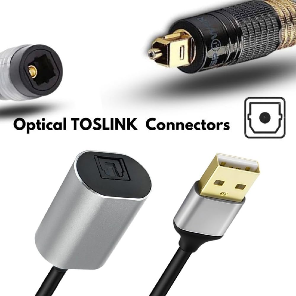 Cablecc USB2.0-A на Оптический Аудио Кабель, USB A Папа на Toslink Мама Цифровой Оптический Аудио Кабель (для ноутбука/настольного компьютера, 20 см)