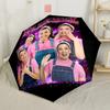Girl With School Bus Pattern Automatic Umbrella Sturdy 8-Rib Shaft Compact Design Durable Everyday Carry Umbrella Stylish Accessory Gift for Festivals