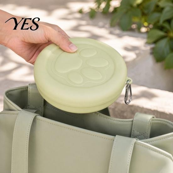 Clip-on Dog Bowl Treat Pouch, with Metal Carabiner, Puppy Holder, Sealed Pet Snack Container Food Lid for Travel Walking Training Trips Lightweight