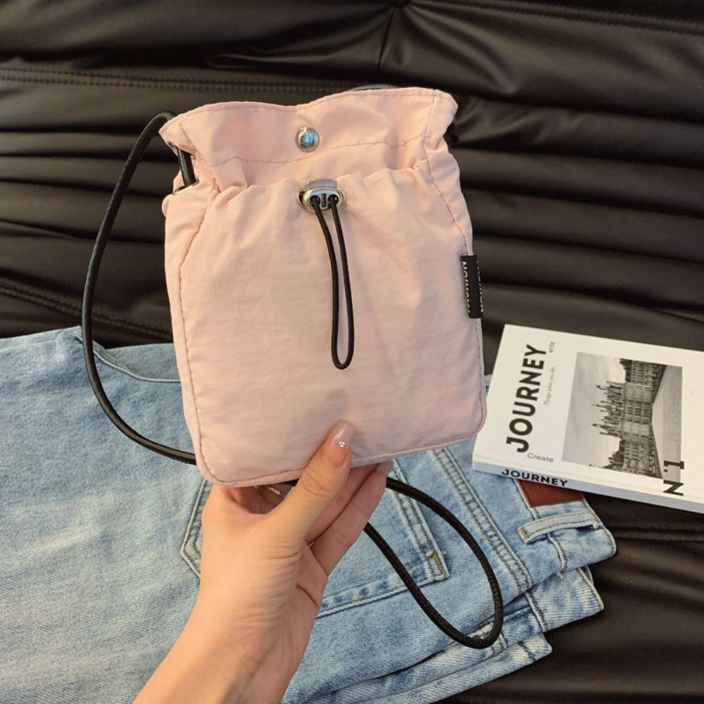 Purse Drawstring Canvas Bag Crossbody Bag Mobile Phone Bag Cute Nylon Shoulder Bag Office Worker