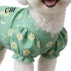 Loose Fit Pet Clothes Green Dog Princess Dress, Floral Ruffled Puff Sleeve Cute Puppy Dress Girl for Small Dogs Summer Female Outfit