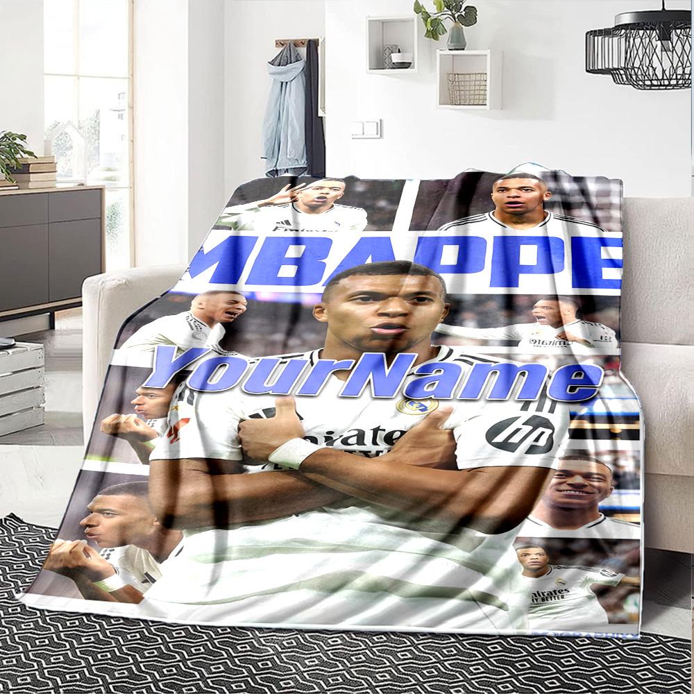 Mbappe Customize Text Blanket Gift Personalized Blanket Warmthful Decor for Picnics Bed Office Sofa Four Seasons Universal
