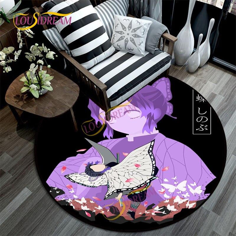 Коврик «Убийца демонов», 3D-печатный мультяшный напольный круглый коврик, коврик для стула для детской комнаты, украшение дома, моющийся ковер.