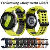 Без зазоров Двухцветный Силиконовый Ремешок для Морского Спорта Для Samsung Galaxy Watch 7 FE 6 5 Pro 4 44мм 40мм Часы и Браслет Ремень