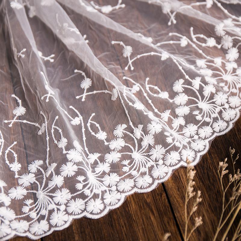 White Black Pink Sewing Fabrics Floral Embroidery 32cm Width Garments Decor Needlework Accessories Diy Crafts Lace Ribbon 2yards