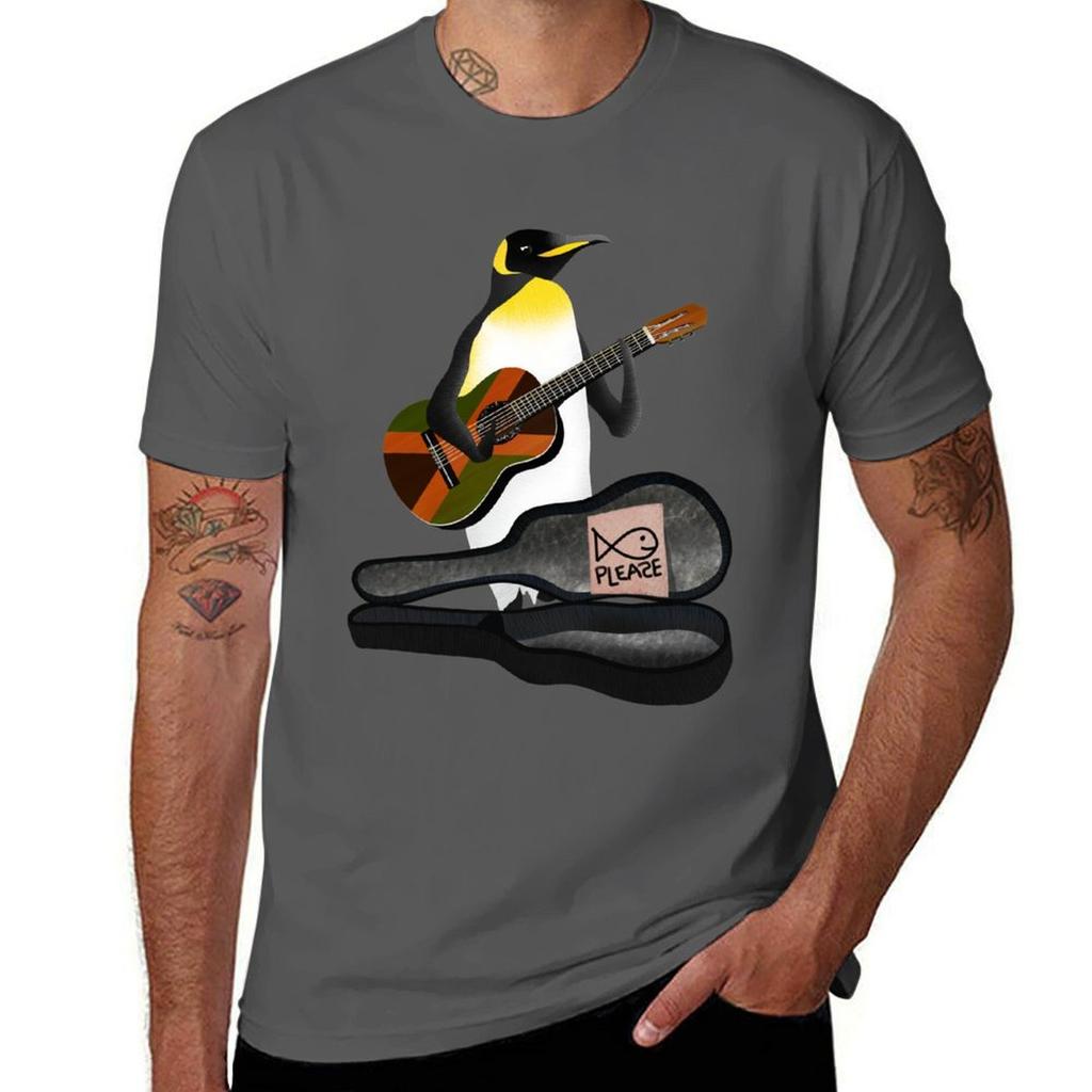 Penguin Busking TShirt Simple Casual Short Sleeve Cotton TShirt