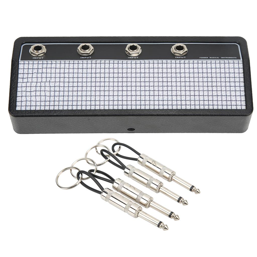 Коробка для хранения гитарных штекеров, настенный держатель для ключей для гитарного усилителя, стойка с 4 брелоками