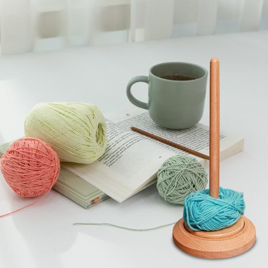 Wooden Yarn Holder Single or Double Yarn Skein Holder Desk Yarn Thread Dispenser Spinner for Crocheting Twirling Yarn Knitting Embroidery Accessory