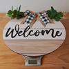 Yousheng деревенский деревянный круглый подвесной знак плед декор с бантом буквенный принт дверная пластина с ремешком Добро пожаловать подвесной орнамент домашний декор