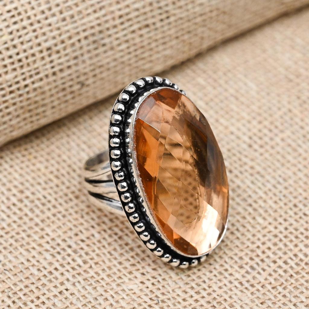 Морганит Драгоценный камень Твердый стерлинговый серебристый стерлинговый серебристый 925 Ювелирное кольцо ручной работы Все размеры