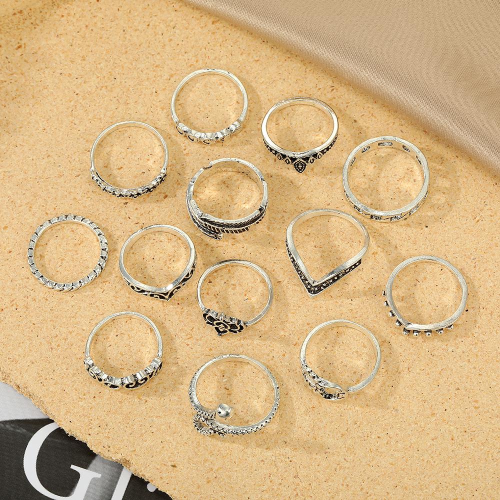 14 шт., выдолбленное вручную кольцо, набор регулирующих колец для ювелирных изделий из перьев