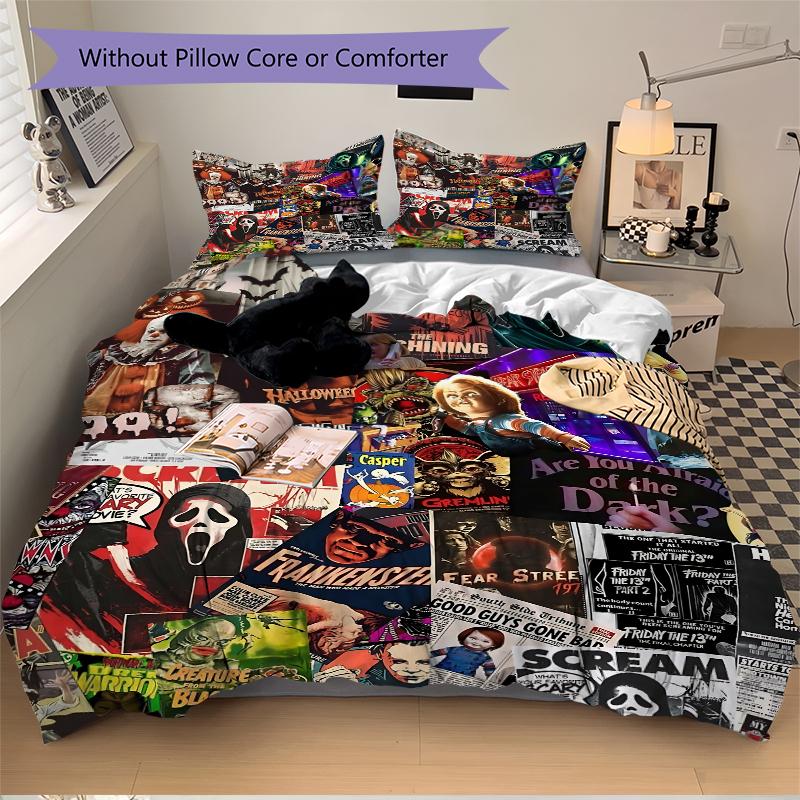 3Pcs Horror Movie Posters Bedding Sets For All Sizes New 3D Printed Bed Cover Comforter Duvet Cover Pillowcase Bedroom Decoration