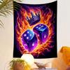 "Flaming Dice with Royal Crown Art" Patterned Tapestry Decorative Wall Hanging, Home Bedroom Living Room Decor