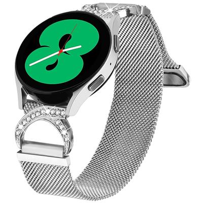 Ремешок для Samsung Galaxy Watch Active2 44мм/40мм Миланский серебристый металлический ремешок Декор стразами
