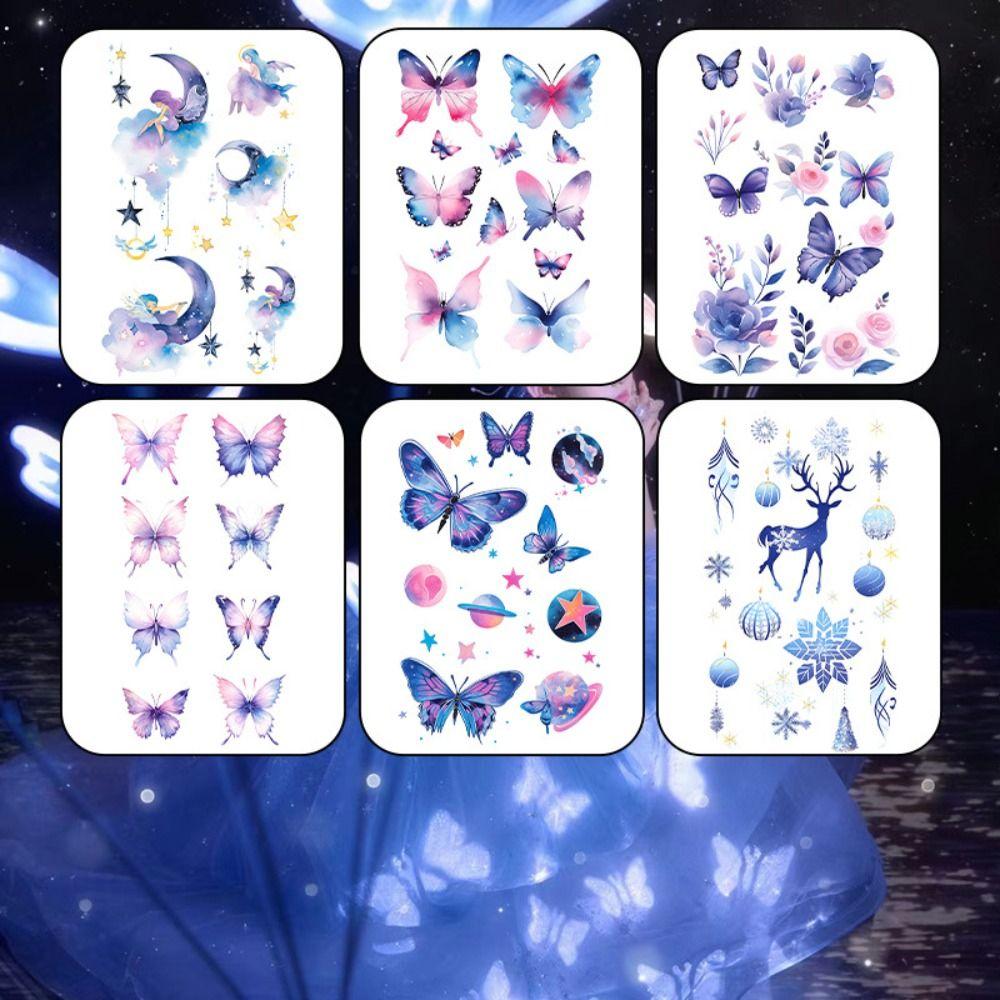 Водонепроницаемая наклейка с татуировкой бабочки, мультяшные поддельные татуировки, детская наклейка на руку, музыкальный фестиваль