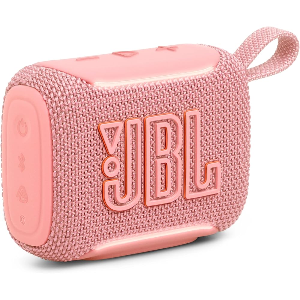 JBL GO5 Bluetooth Speaker with USB-C charging, IP68 dust and water resistance, lossless playback, ambient edge lighting, AirTouch, stereo pairing, com