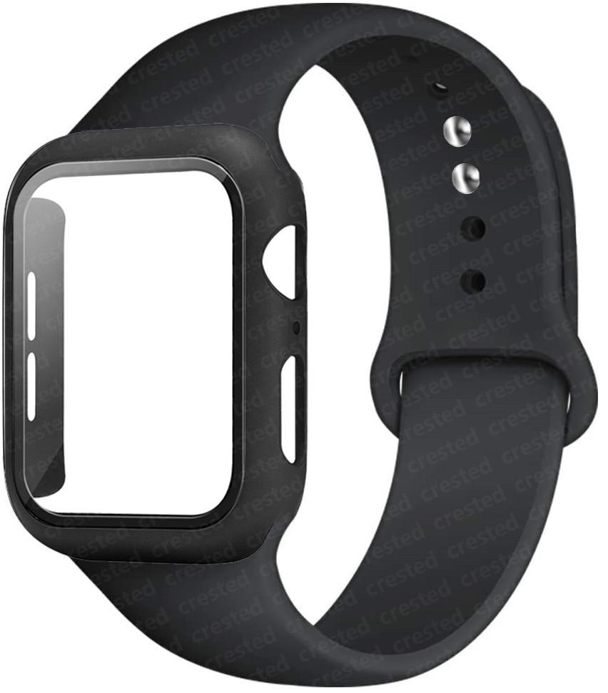 Для ремешков Apple Watch 46 мм 44 мм 41 мм 40 мм 45 мм 42 мм Силиконовый браслет correas iwatch Серия 10 9 8 7 6 SE 3 11 Стекло+Чехол+Ремешок